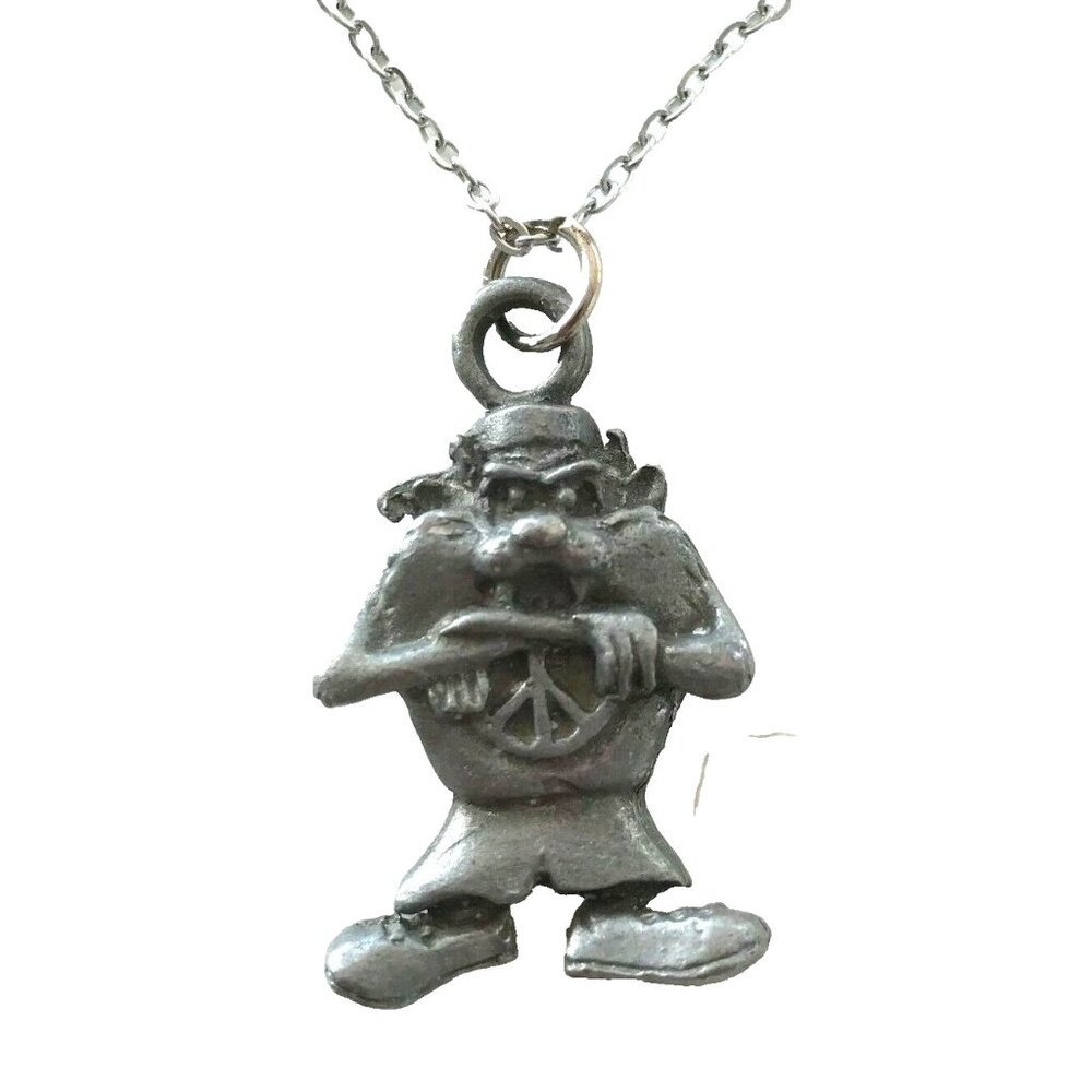 Vintage Taz Tasmanian Tazmanian Devil Necklace 20" Looney Tunes Warner Bros